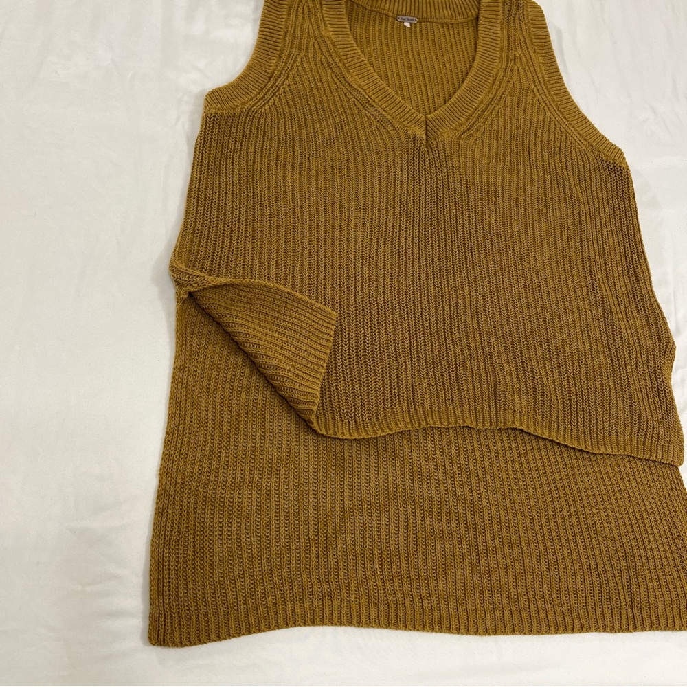 Free People Oversized Knit Sweater Casual Vest V Neck Loose Sleeveless Size L
